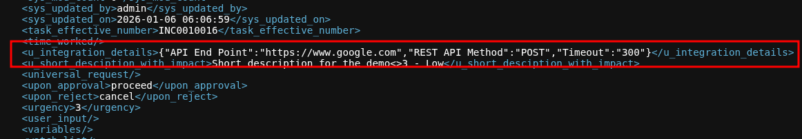 XML view of record with JSON String